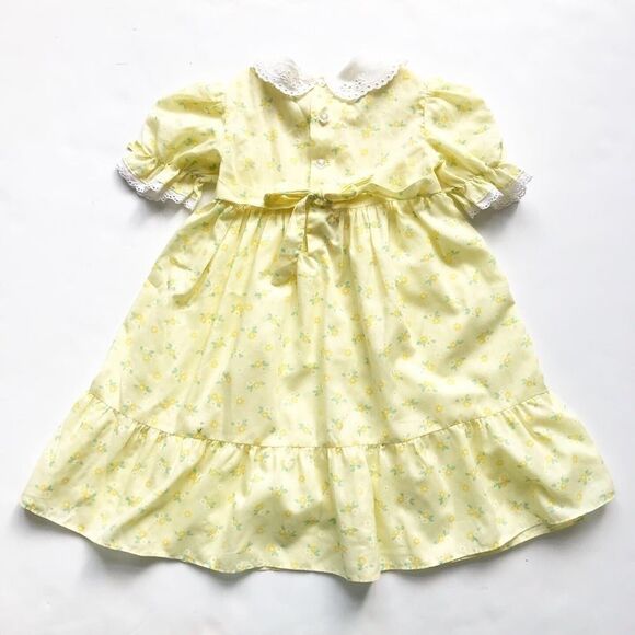 Vintage floral eyelet collar smocked dress 2/3T - Picture 6 of 6